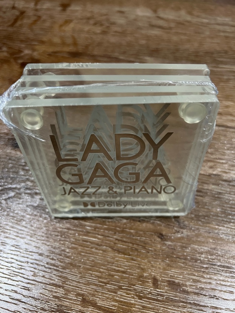 NWT Lady Gaga clear glass coasters 4 total